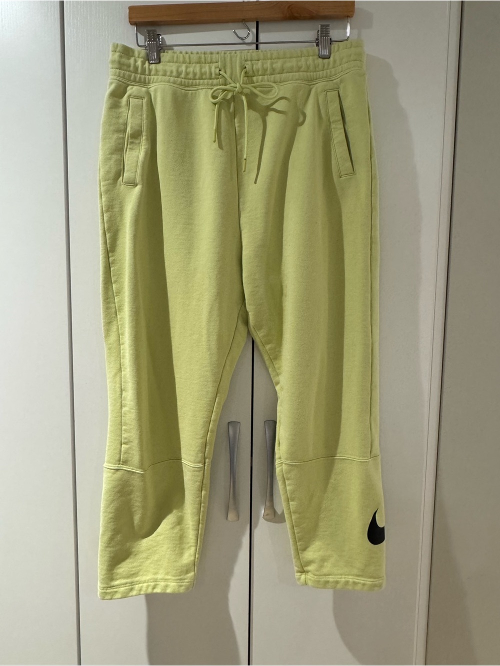 Nike Kids Lime Green Fleece Joggers with Black Swoosh